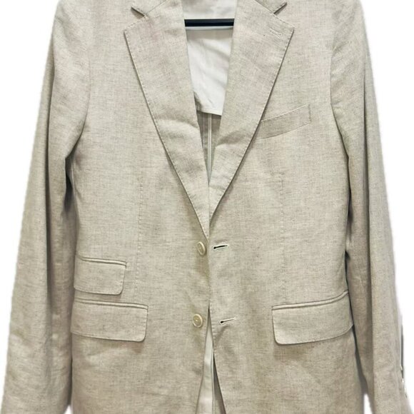 (BR) Men's Sport Coat Blazer  Linen Blend Blazer 38C Beige (S ) FITS Lady(L) - Picture 2 of 16